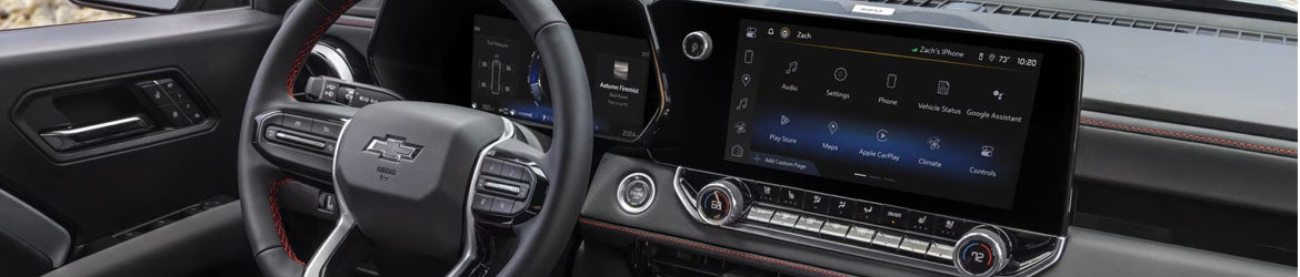 2026 Chevrolet Colorado infotainment system in St. Clairsville, OH, featuring an 11.3-inch touchscreen, Apple CarPlay®, Android Auto™, and Google built-in navigation for seamless connectivity and entertainment on the go.
